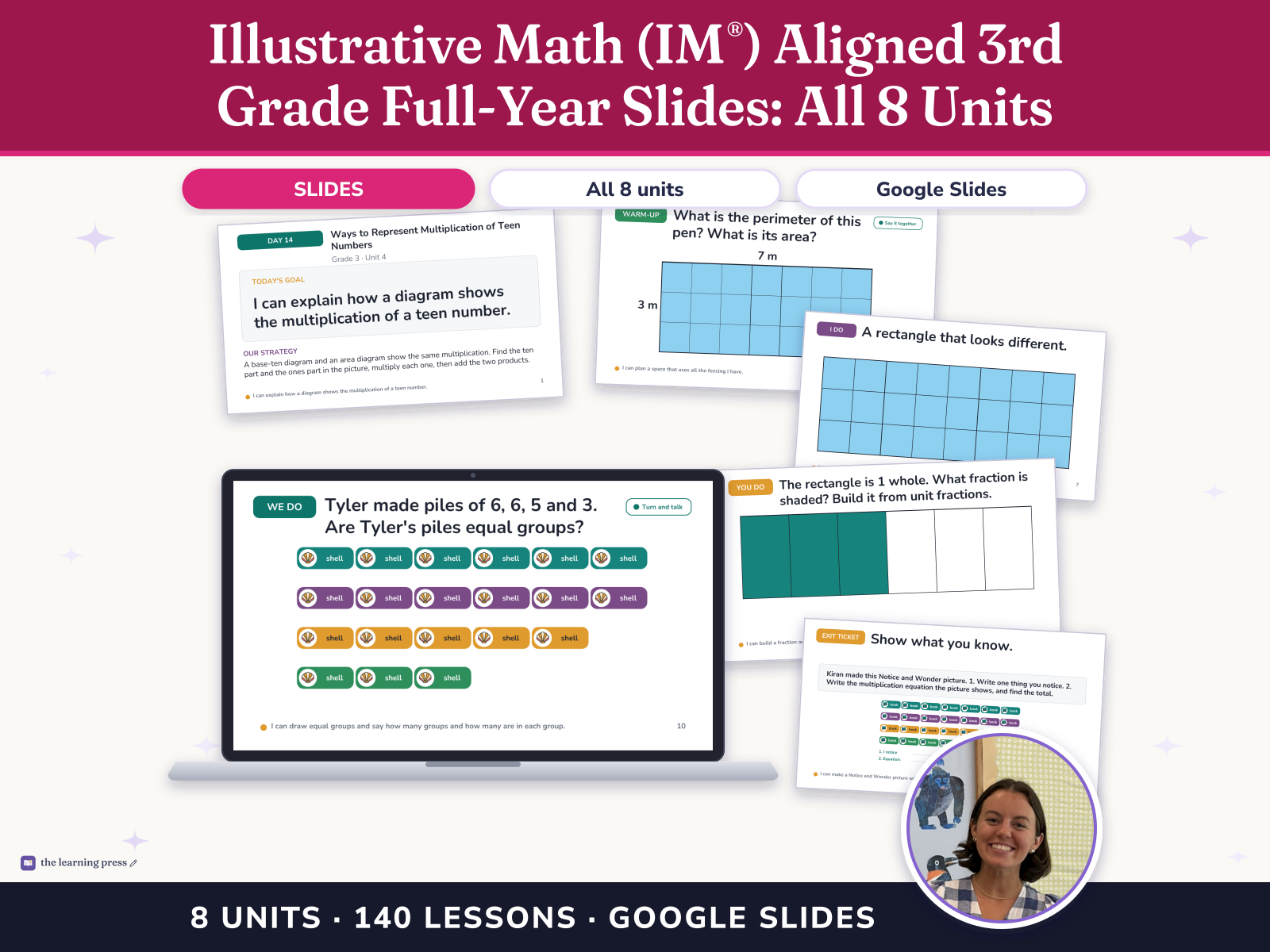 Preview page 1 of Illustrative Math (IM®) Aligned 3rd Grade Full-Year Slides: All 8 Units
