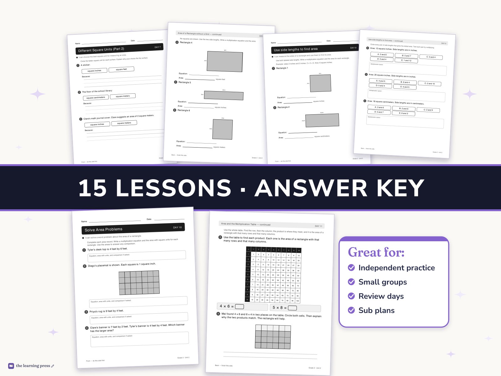 Preview page 3 of Illustrative Math (IM®) Aligned 3rd Grade Unit 2 Worksheets: Area and Multiplication