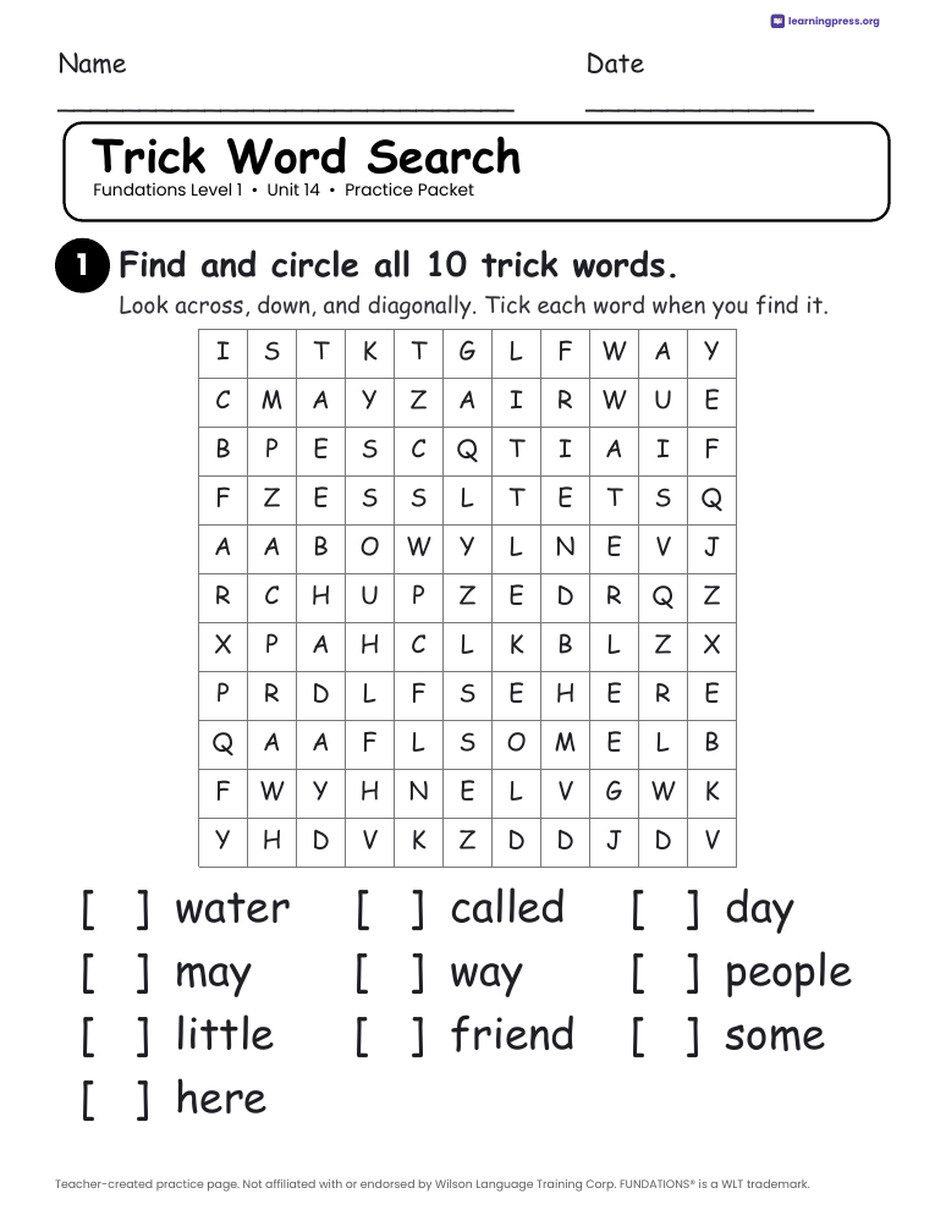 Preview page 4 of Fundations Level 1 — Full-Year Worksheets Bundle (All Units 1–14)