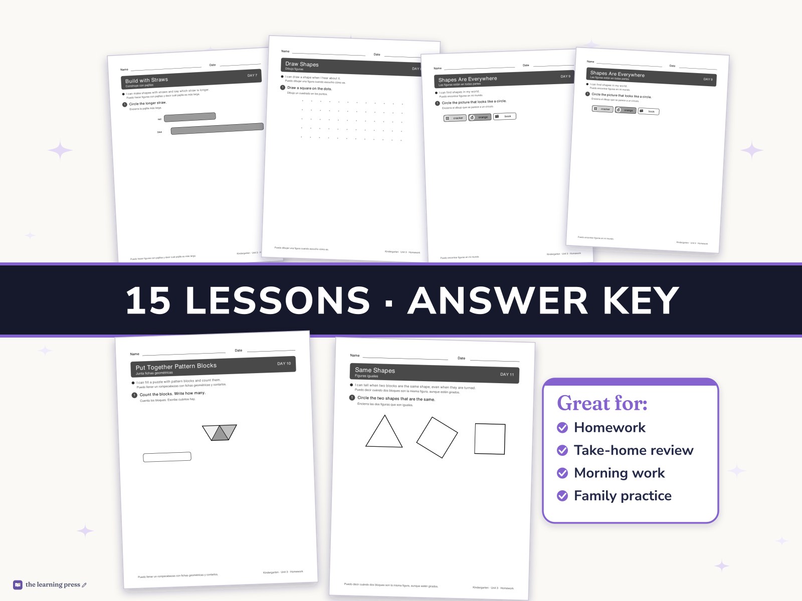 Preview page 3 of Illustrative Math (IM®) Aligned Kindergarten Unit 3 Homework: Flat Shapes All Around Us