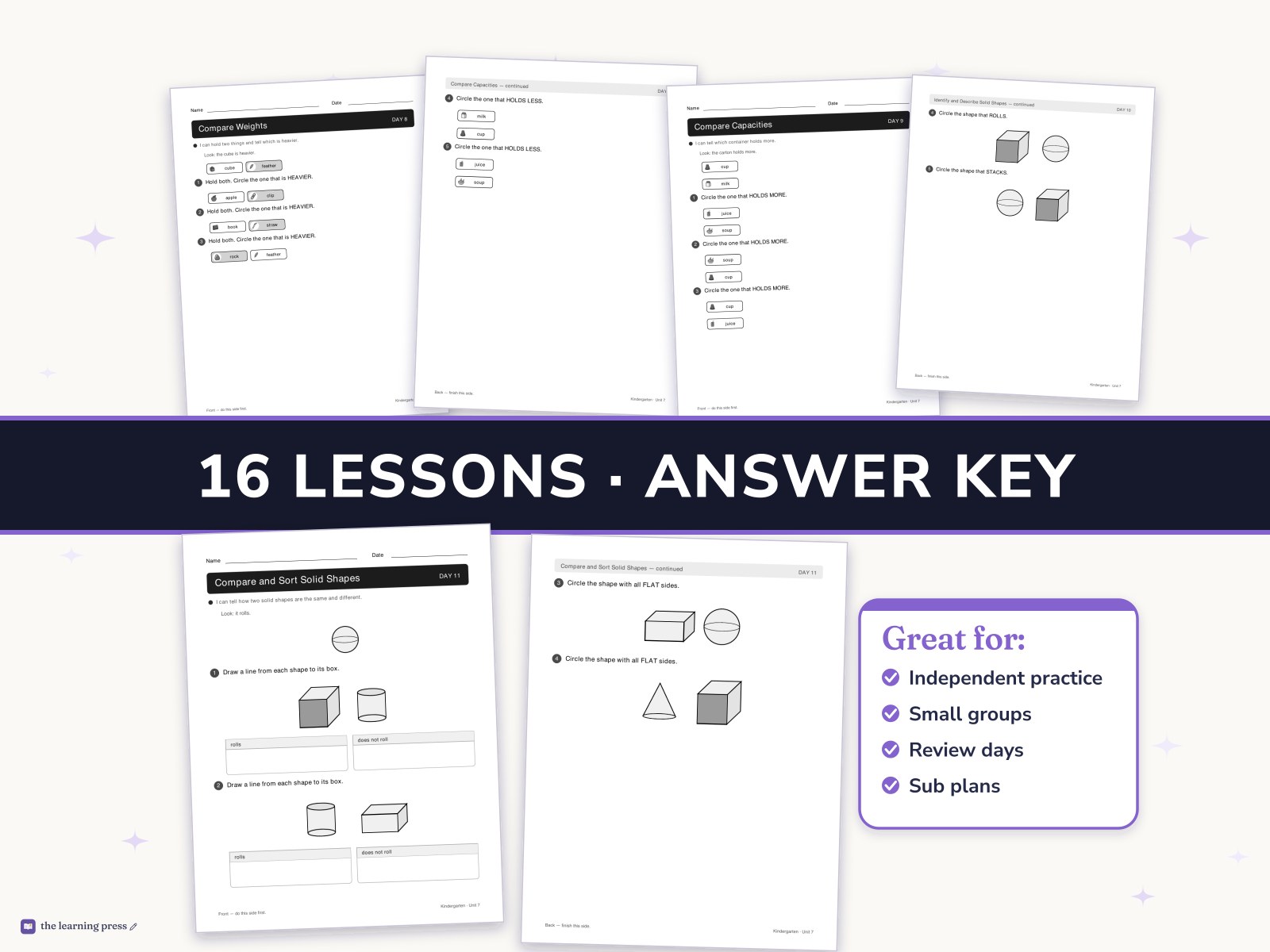 Preview page 3 of Illustrative Math (IM®) Aligned Kindergarten Unit 7 Worksheets: Solid Shapes All Around Us