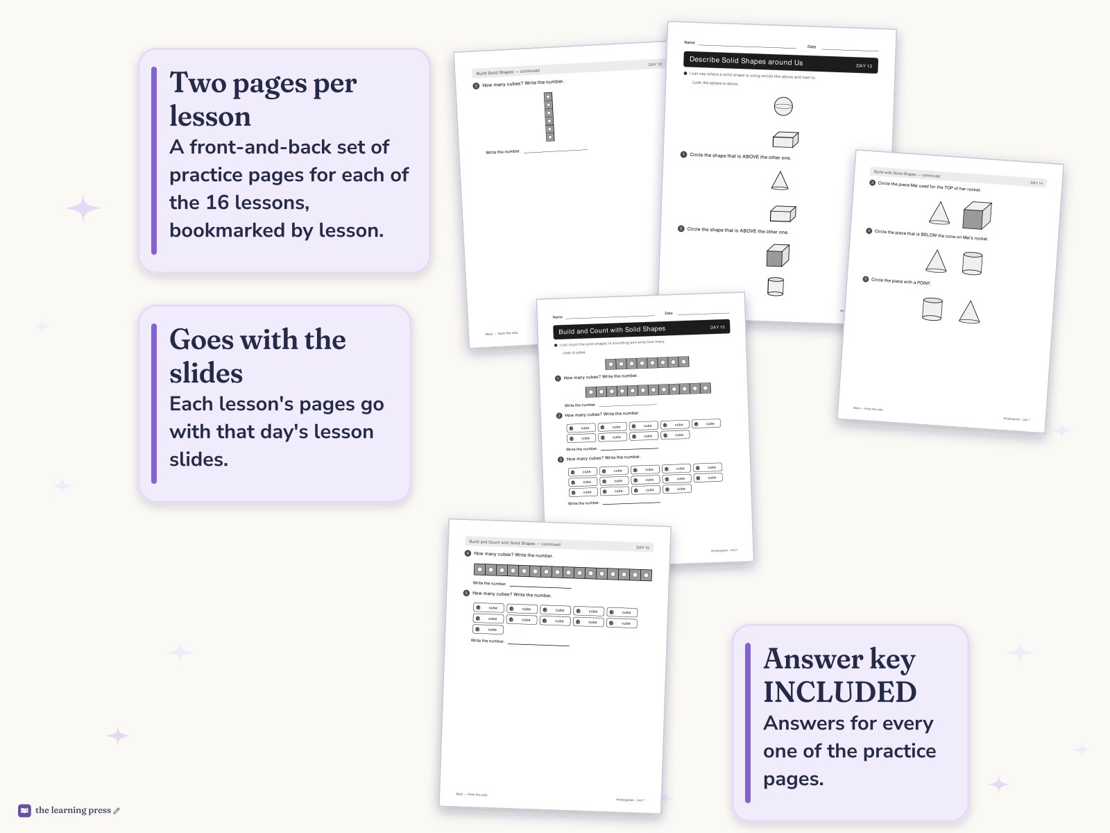 Preview page 4 of Illustrative Math (IM®) Aligned Kindergarten Unit 7 Worksheets: Solid Shapes All Around Us
