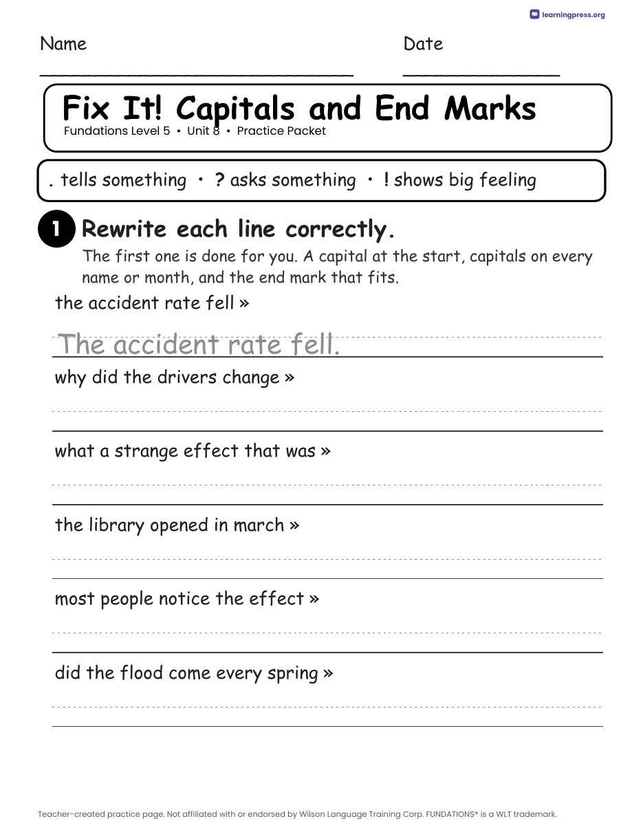Preview page 4 of Fundations Level 5 Unit 8 Worksheets