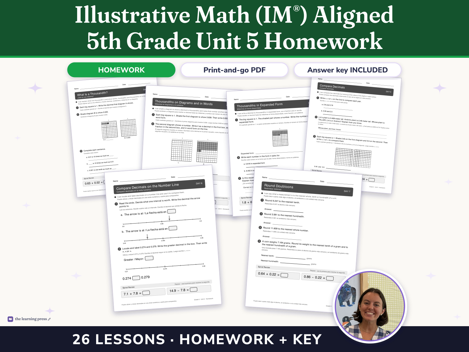 Preview page 1 of Illustrative Math (IM®) Aligned 5th Grade Unit 5 Homework: Place Value Patterns and Decimal Operations