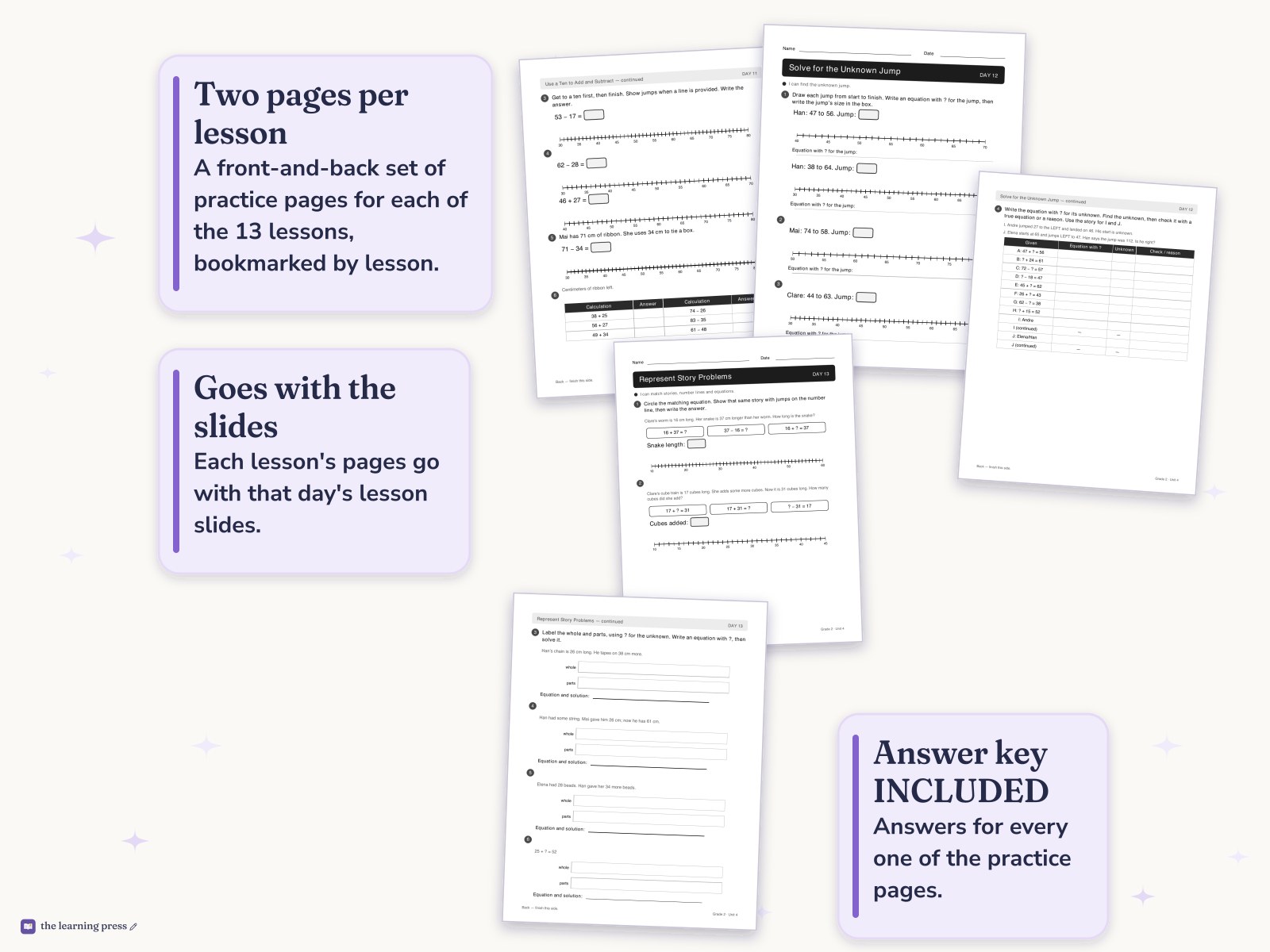 Preview page 4 of Illustrative Math (IM®) Aligned 2nd Grade Unit 4 Worksheets: Addition and Subtraction on the Number Line