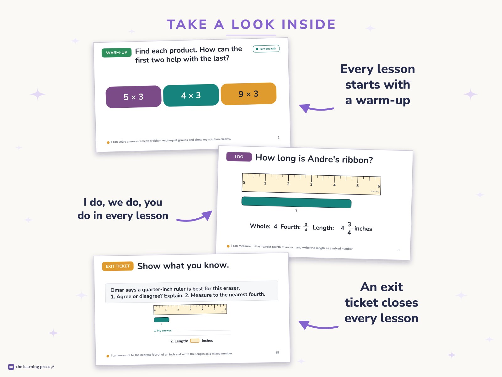 Preview page 2 of Illustrative Math (IM®) Aligned 3rd Grade Unit 6 Slides: Measuring Length, Time, Liquid Volume, and Weight
