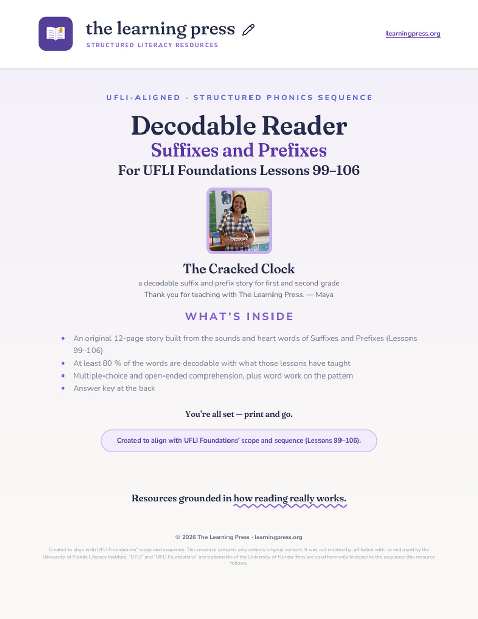 Preview page 1 of UFLI Aligned Decodable Reader · Lessons 99 – 106