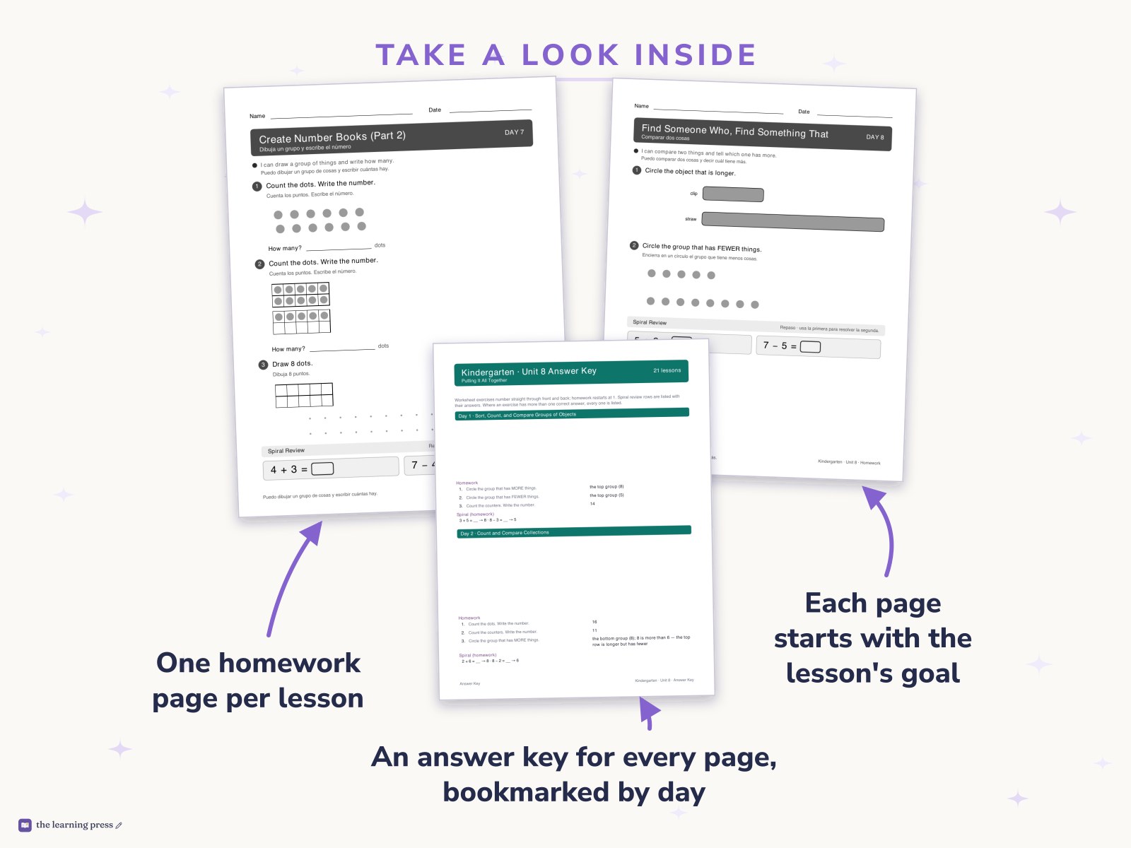 Preview page 2 of Illustrative Math (IM®) Aligned Kindergarten Unit 8 Homework: Putting It All Together
