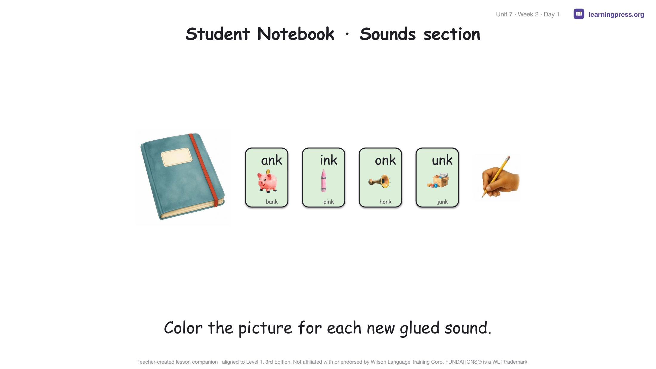 Preview page 2 of Fundations Level 1 Unit 7 Lesson Slides – 3rd Edition Aligned