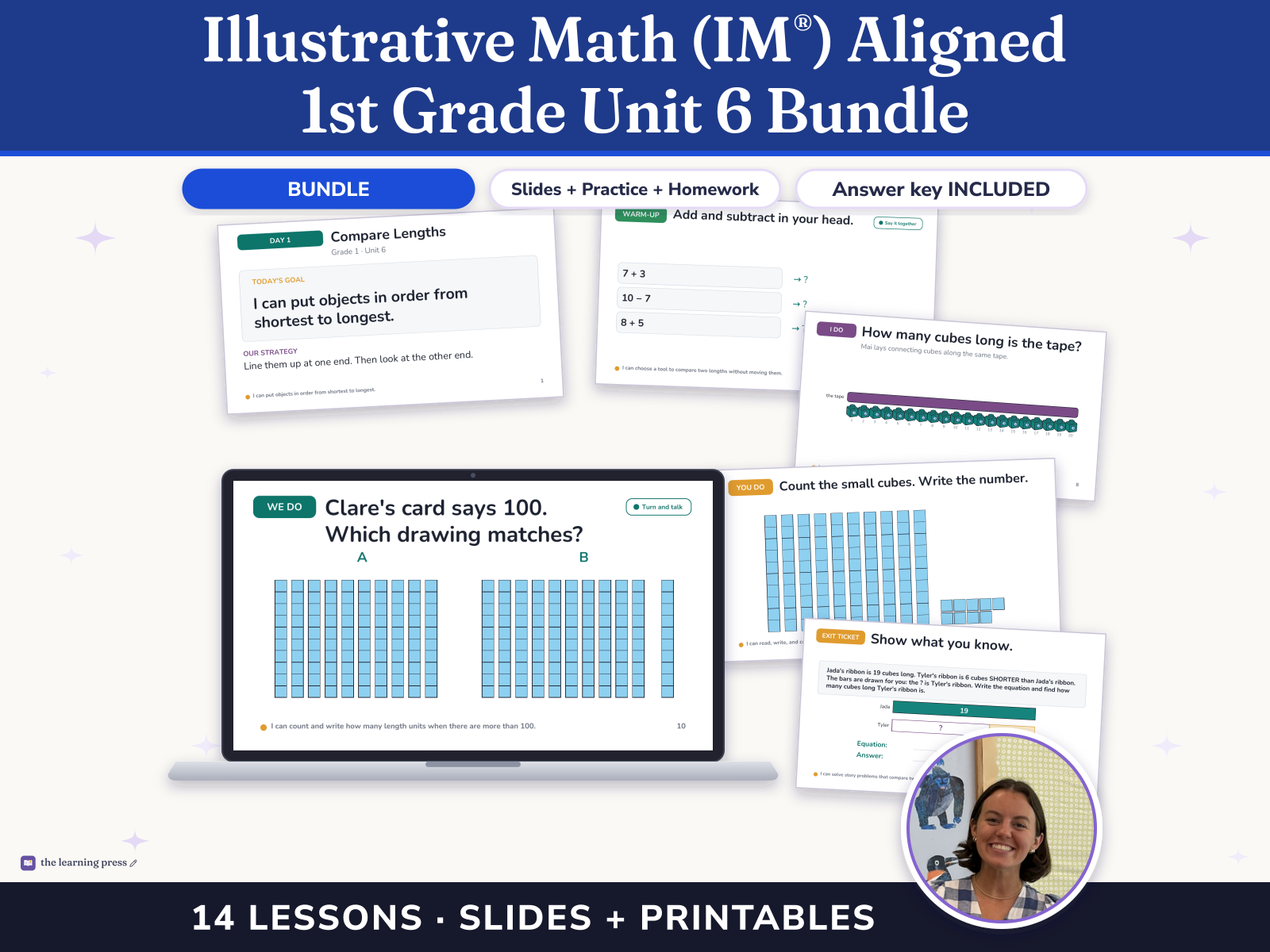 Preview page 1 of Illustrative Math (IM®) Aligned 1st Grade Unit 6 Bundle: Length Measurements Within 120 Units