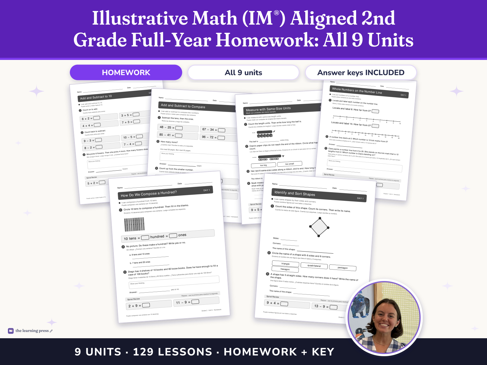 Preview page 1 of Illustrative Math (IM®) Aligned 2nd Grade Full-Year Homework: All 9 Units
