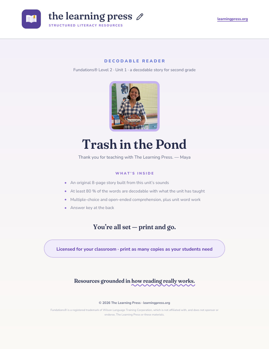 Preview page 1 of Fundations®-Aligned Decodable Reader · Level 2 Unit 1