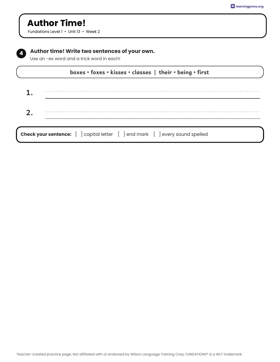 Preview page 3 of Fundations Level 1 Unit 13 Daily Lesson Work Pages
