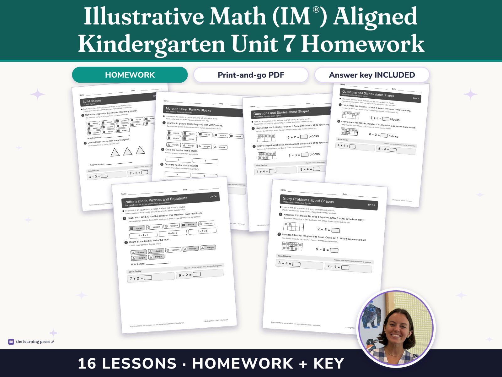 Preview page 1 of Illustrative Math (IM®) Aligned Kindergarten Unit 7 Homework: Solid Shapes All Around Us
