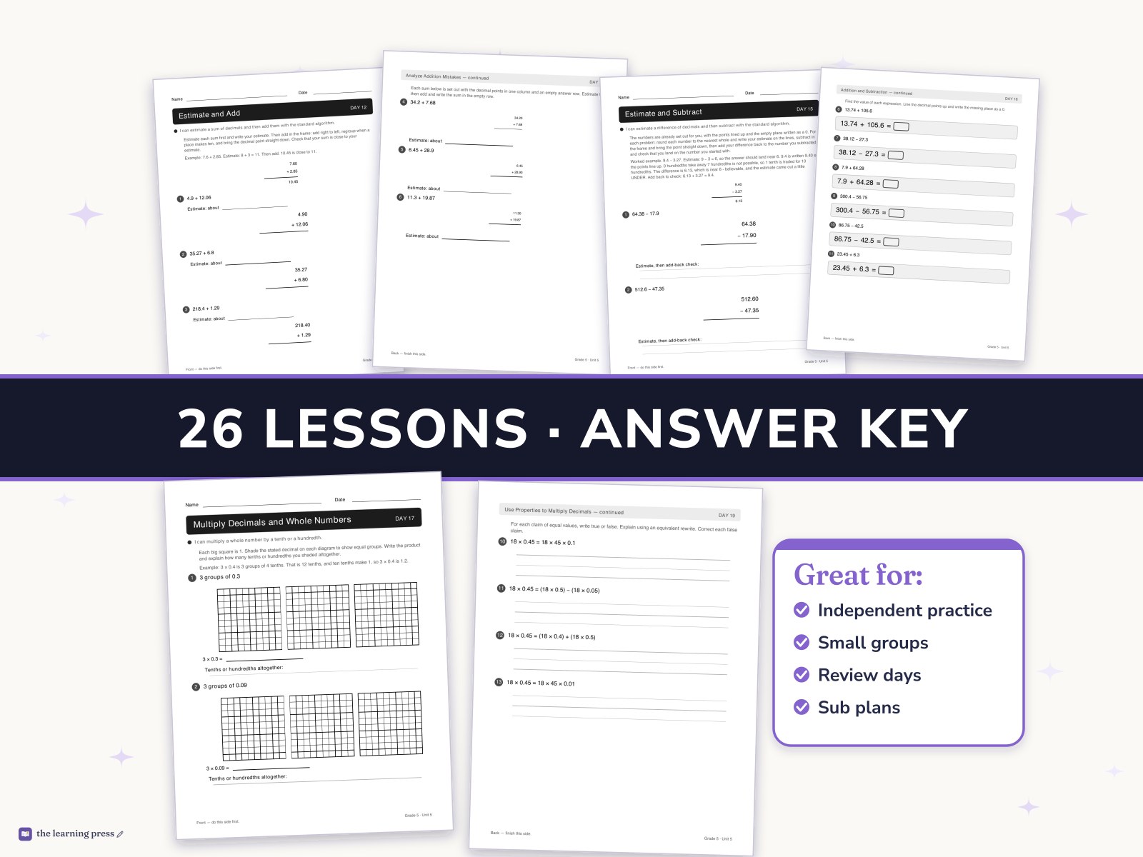 Preview page 3 of Illustrative Math (IM®) Aligned 5th Grade Unit 5 Worksheets: Place Value Patterns and Decimal Operations