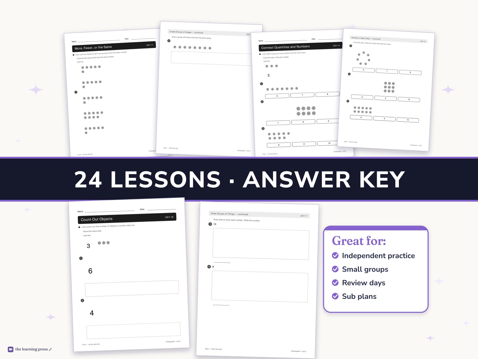Preview page 3 of Illustrative Math (IM®) Aligned Kindergarten Unit 2 Worksheets: Numbers 1–10