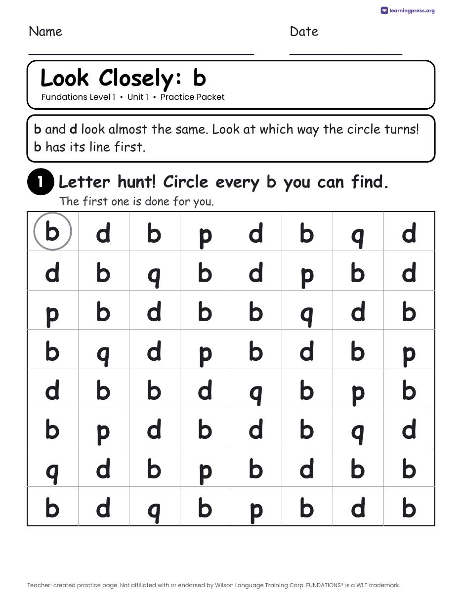 Preview page 2 of Fundations Level 1 Unit 1 Worksheets