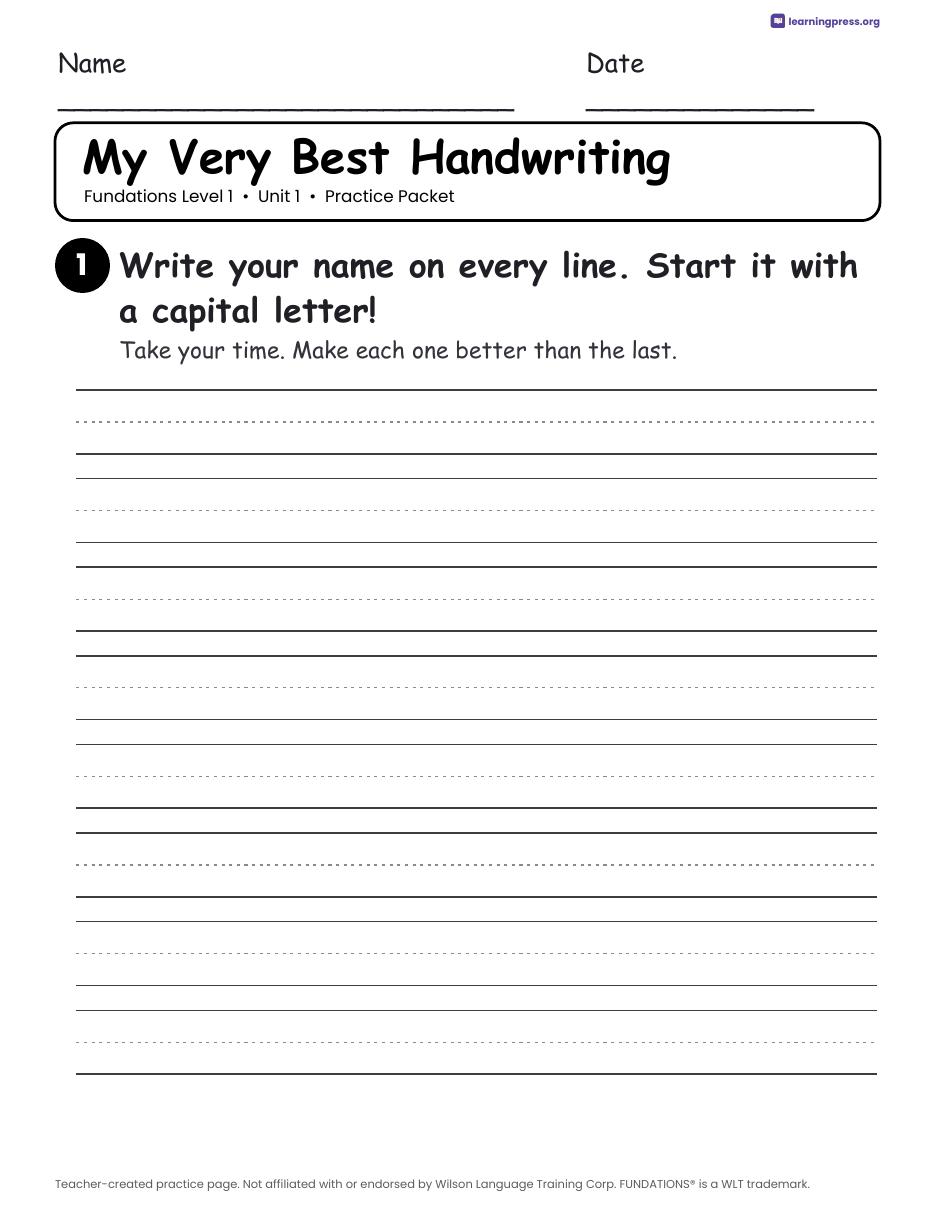 Preview page 4 of Fundations Level 1 Unit 1 Worksheets