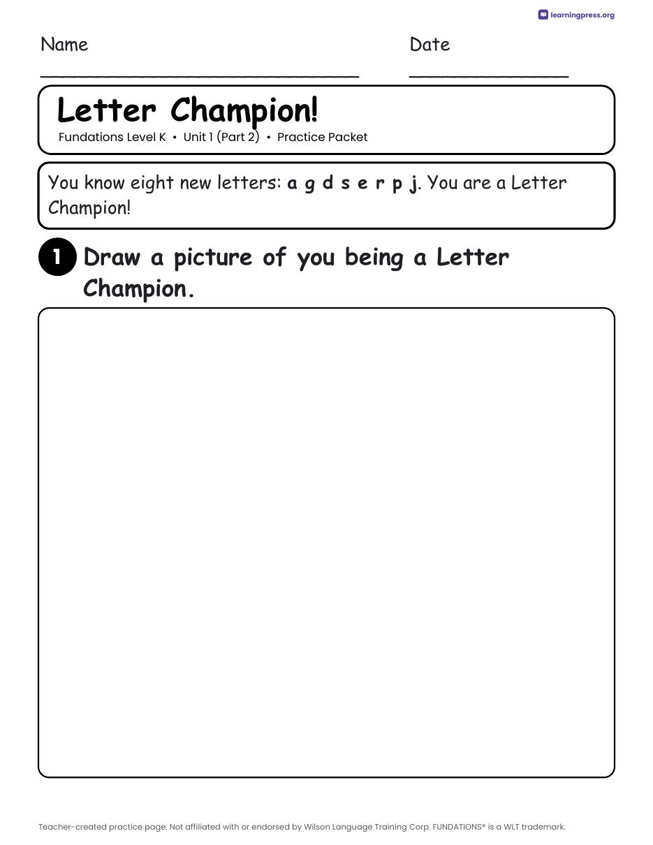 Preview page 3 of Fundations Level K Unit 1 Worksheets