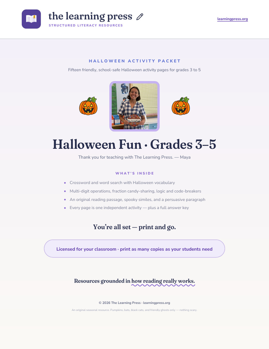 Preview page 1 of Halloween Activity Packet · Grades 3–5