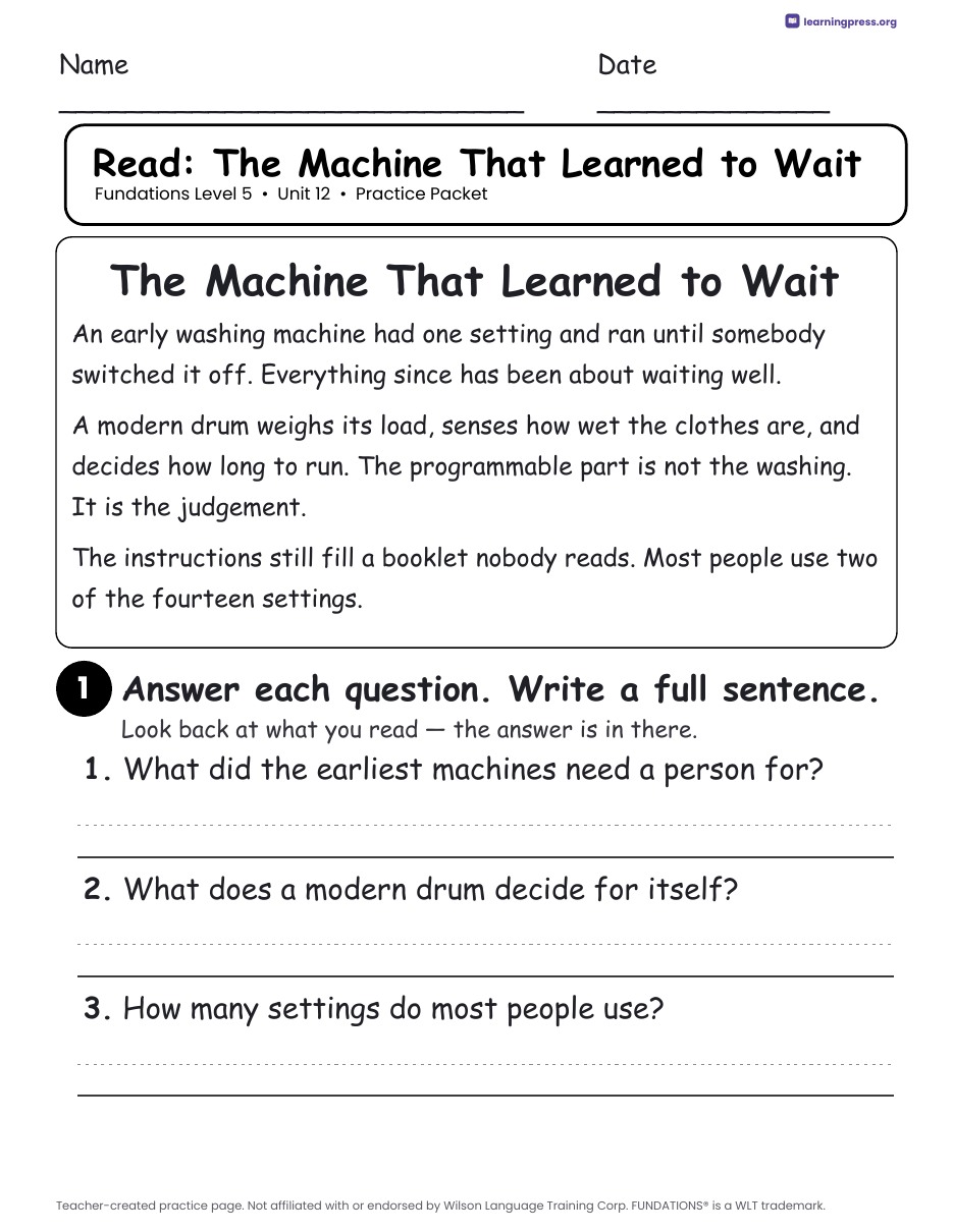 Preview page 3 of Fundations Level 5 Unit 12 Worksheets