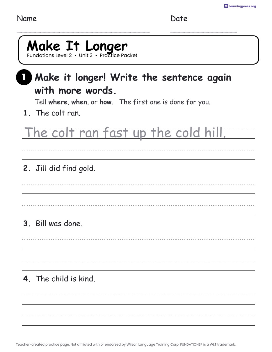 Preview page 4 of Fundations Level 2 Unit 3 Worksheets