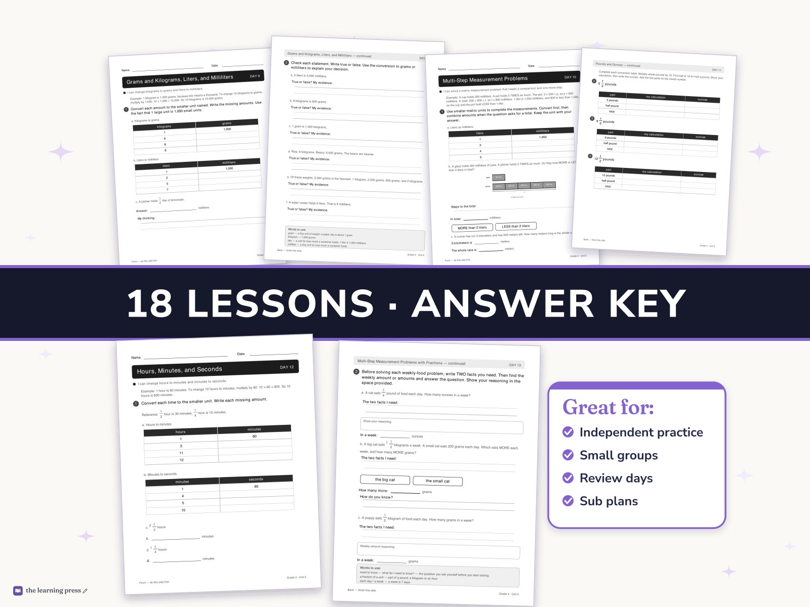 Preview page 3 of Illustrative Math (IM®) Aligned 4th Grade Unit 5 Worksheets: Multiplicative Comparison and Measurement