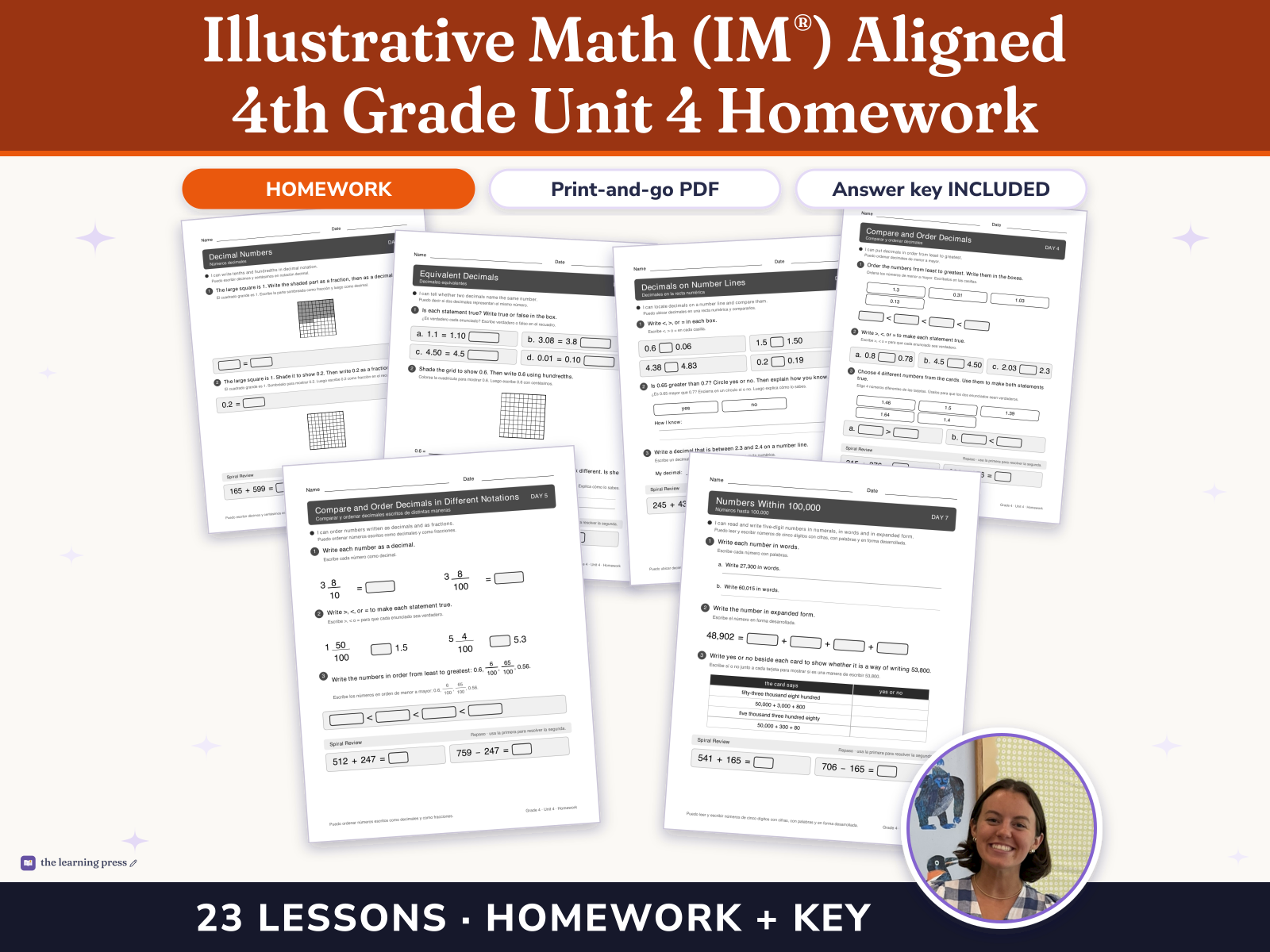 Preview page 1 of Illustrative Math (IM®) Aligned 4th Grade Unit 4 Homework: From Hundredths to Hundred-thousands