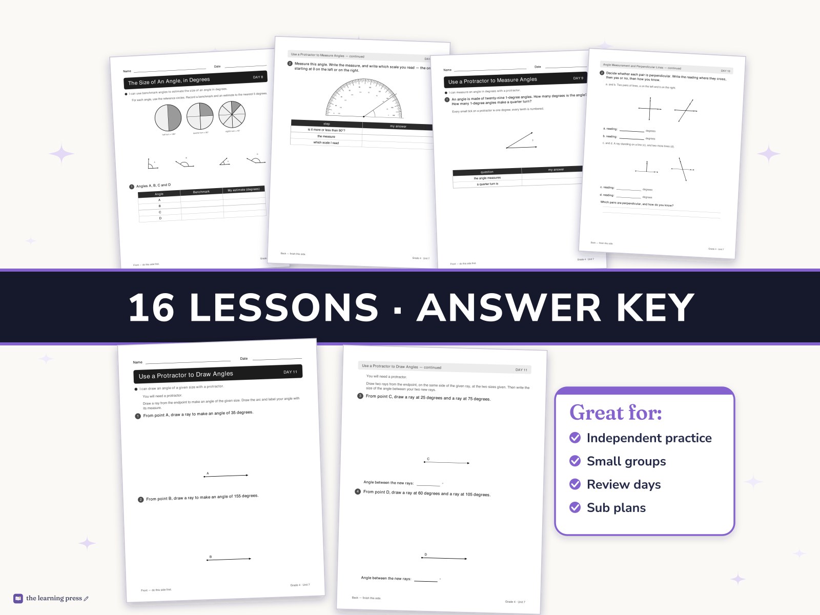 Preview page 3 of Illustrative Math (IM®) Aligned 4th Grade Unit 7 Worksheets: Angles and Angle Measurement