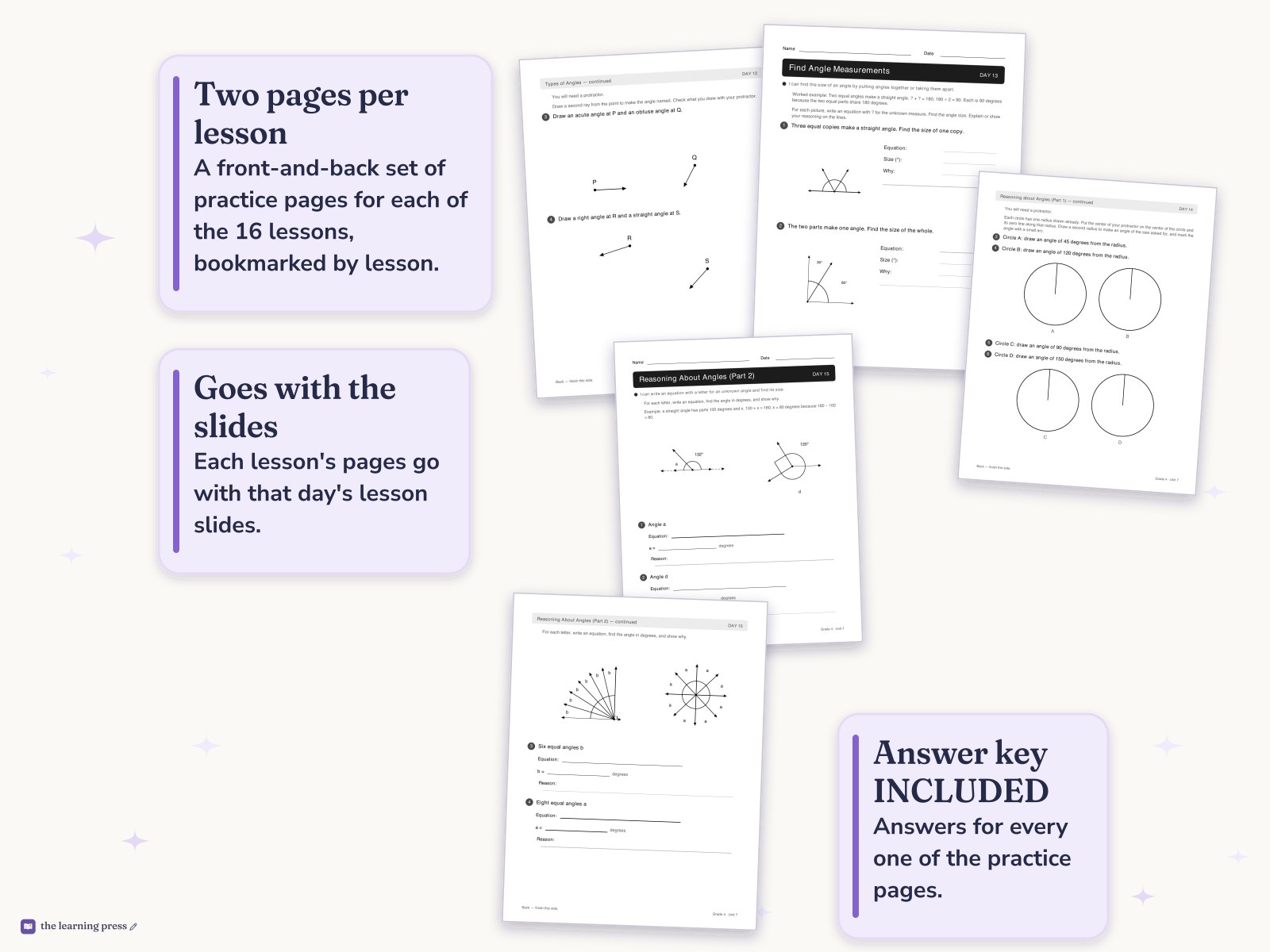 Preview page 4 of Illustrative Math (IM®) Aligned 4th Grade Unit 7 Worksheets: Angles and Angle Measurement