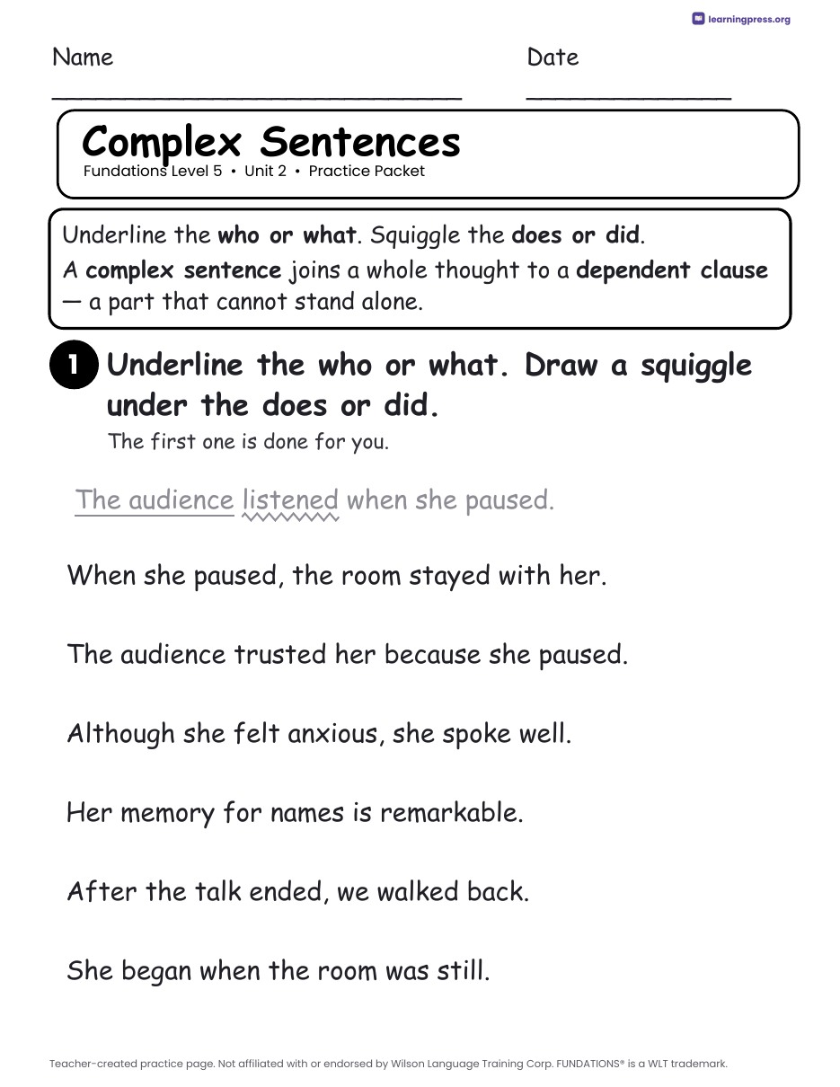 Preview page 3 of Fundations Level 5 Unit 2 Worksheets