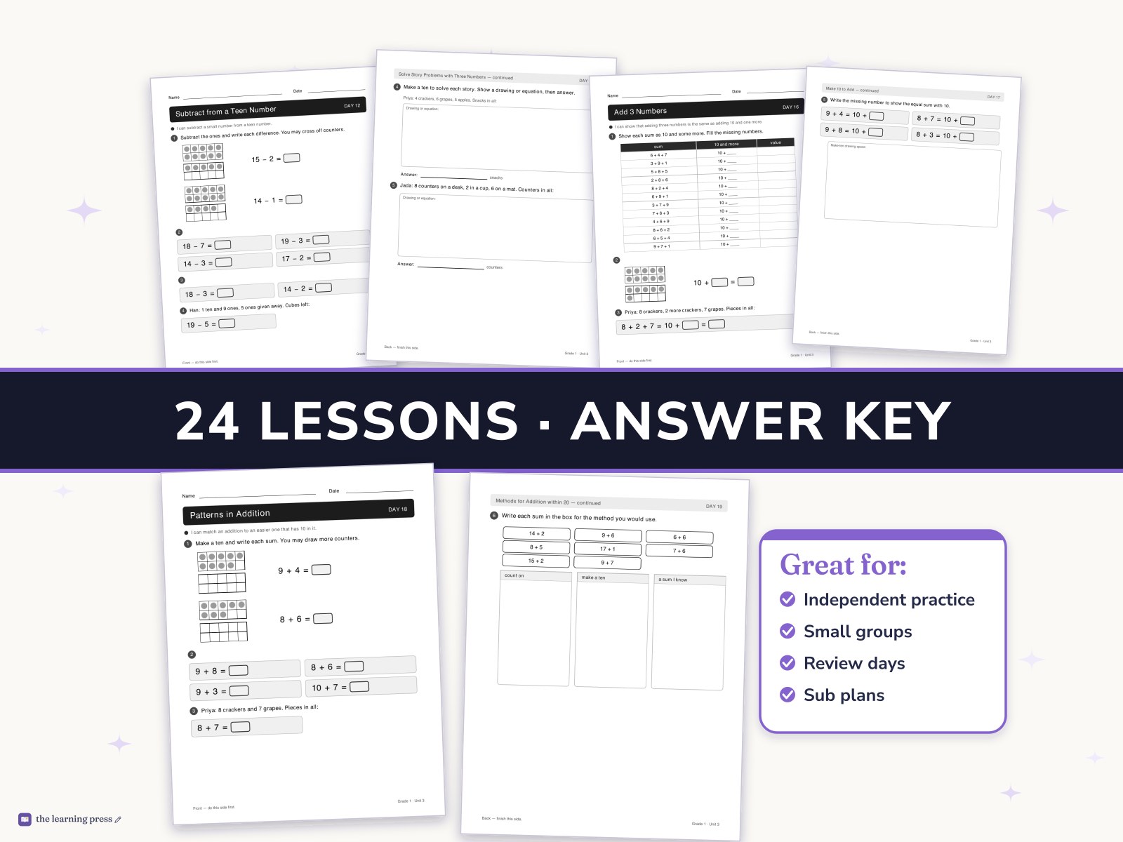 Preview page 3 of Illustrative Math (IM®) Aligned 1st Grade Unit 3 Worksheets: Adding and Subtracting Within 20