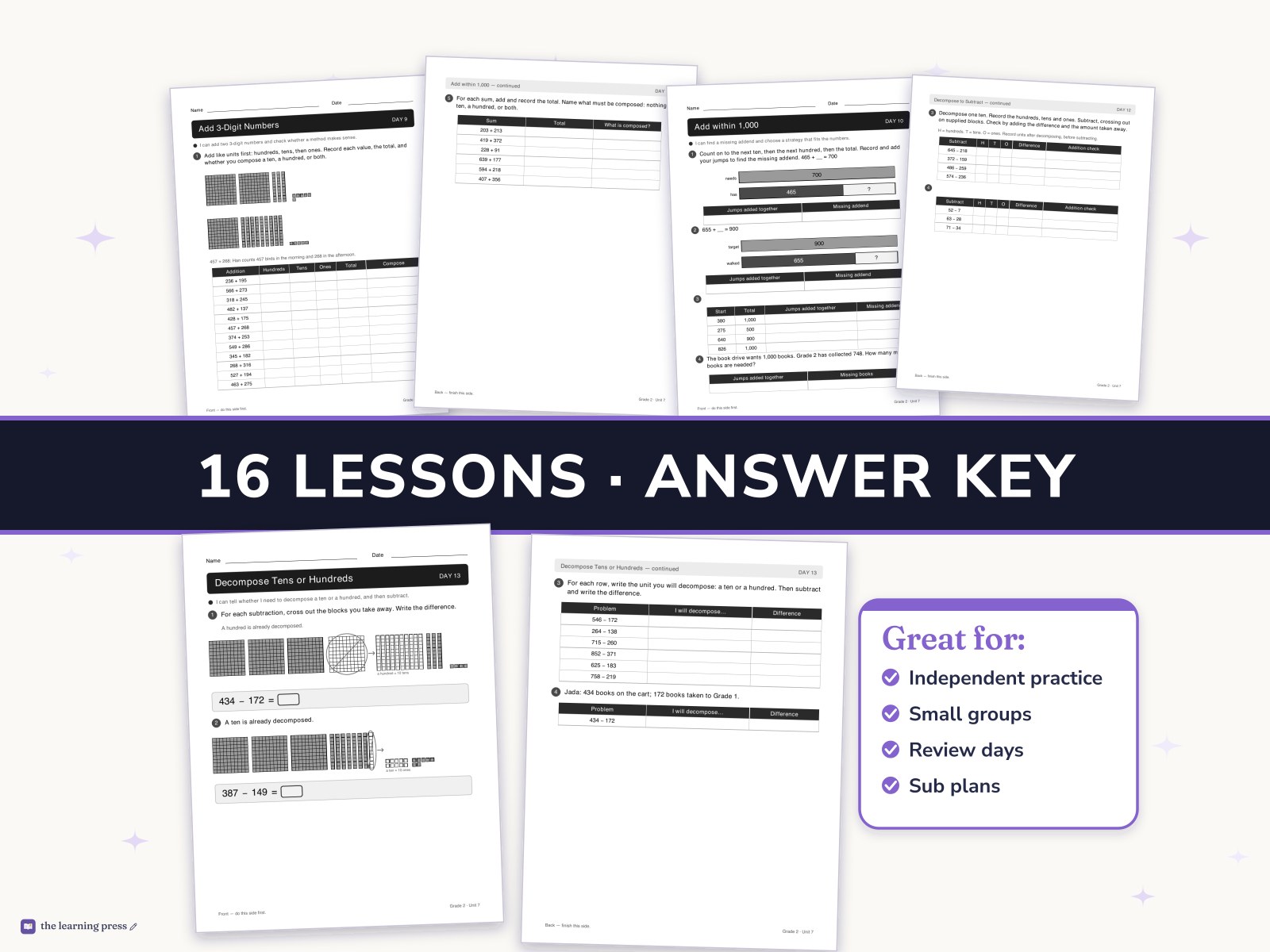 Preview page 3 of Illustrative Math (IM®) Aligned 2nd Grade Unit 7 Worksheets: Add and Subtract within 1,000