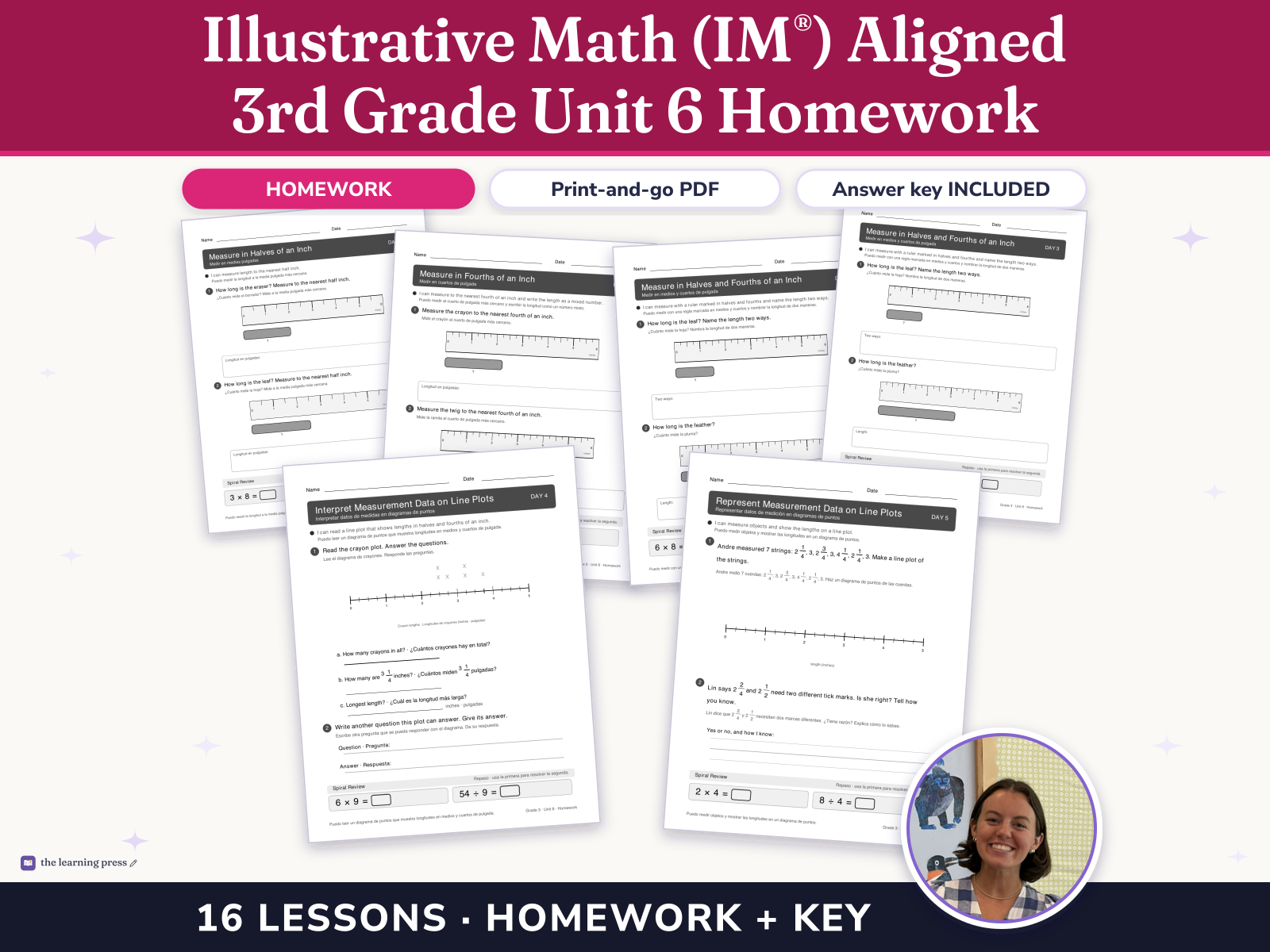 Preview page 1 of Illustrative Math (IM®) Aligned 3rd Grade Unit 6 Homework: Measuring Length, Time, Liquid Volume, and Weight
