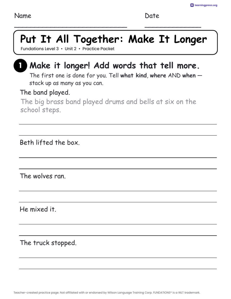 Fundations Level 3 Unit 2 Worksheets · The Learning Press