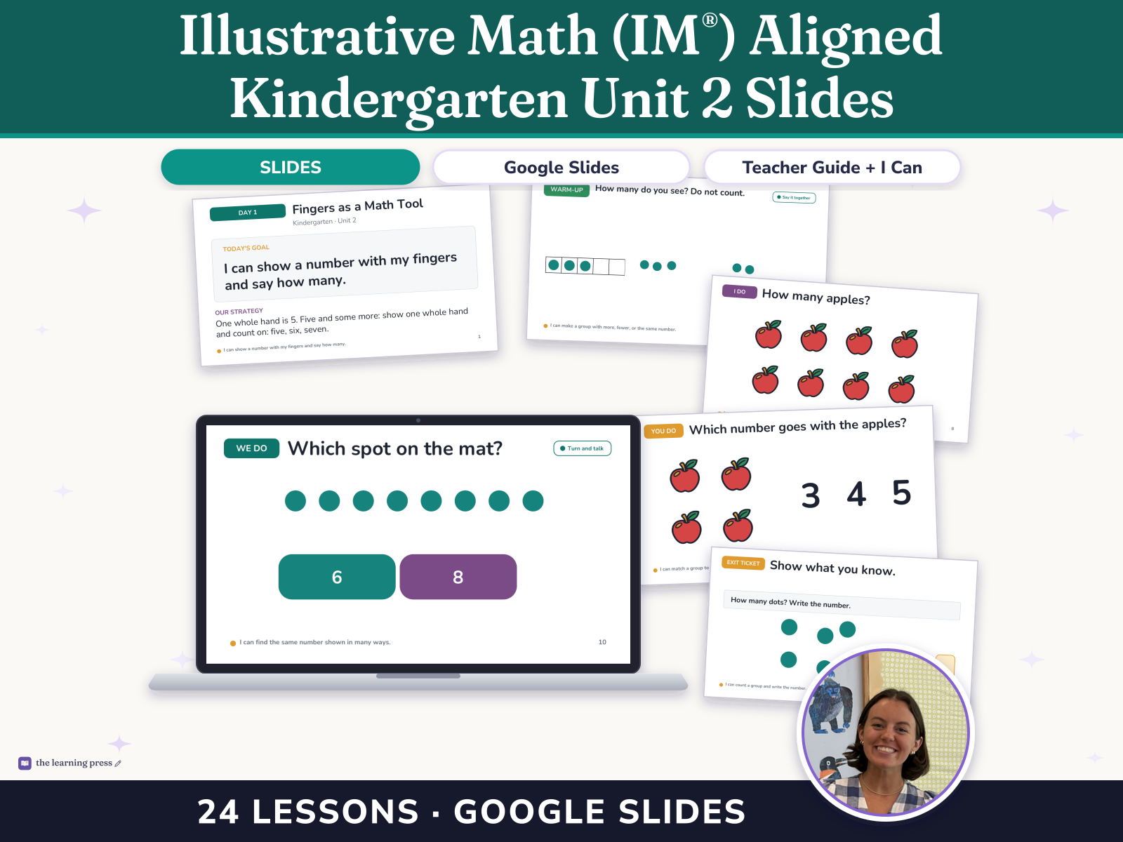 Preview page 1 of Illustrative Math (IM®) Aligned Kindergarten Unit 2 Slides: Numbers 1–10