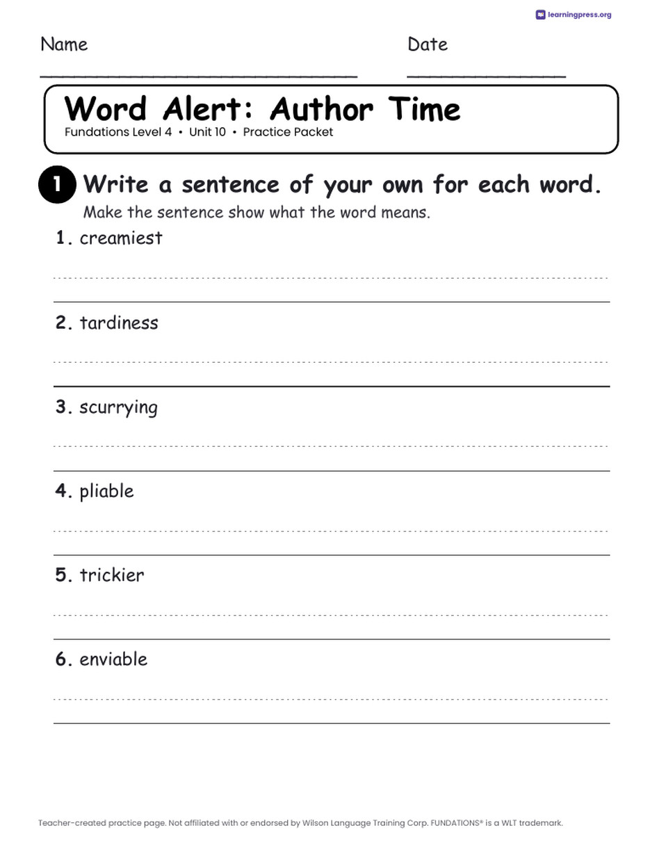 Preview page 3 of Fundations Level 4 — Full-Year Worksheets Bundle (All Units 1–15)