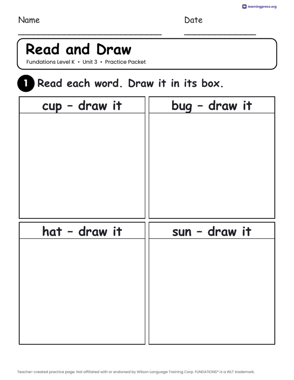 Preview page 4 of Fundations Level K Unit 3 Worksheets