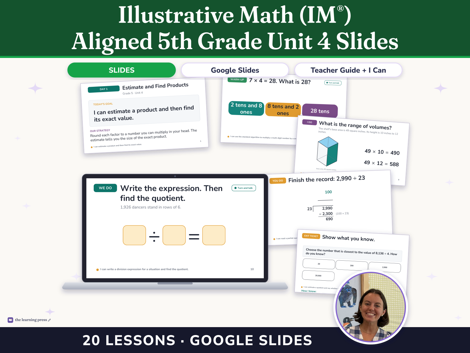 Preview page 1 of Illustrative Math (IM®) Aligned 5th Grade Unit 4 Slides: Wrapping Up Multiplication and Division with Multi-Digit Numbers