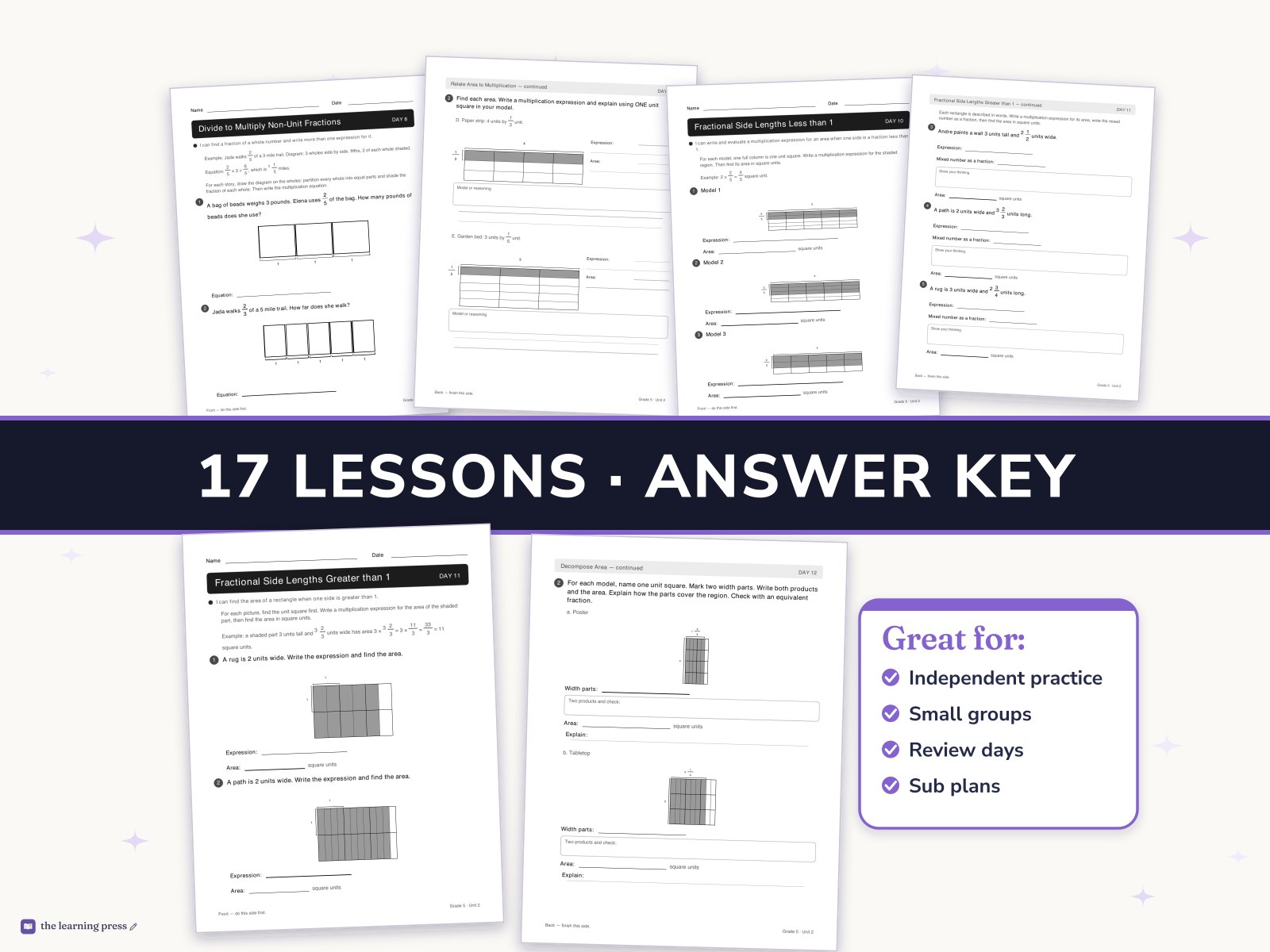Preview page 3 of Illustrative Math (IM®) Aligned 5th Grade Unit 2 Worksheets: Fractions as Quotients and Fraction Multiplication
