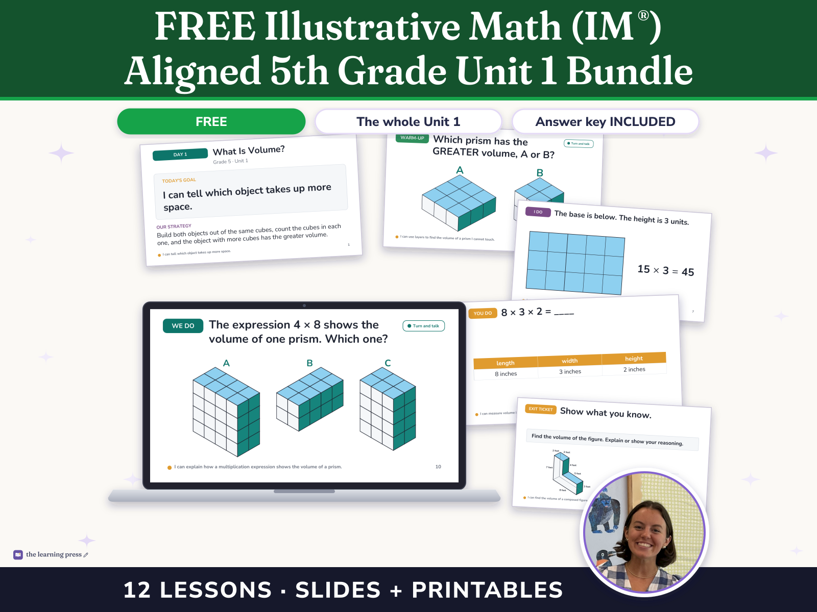 Preview page 1 of FREE Illustrative Math (IM®) Aligned 5th Grade Unit 1 Bundle: Finding Volume