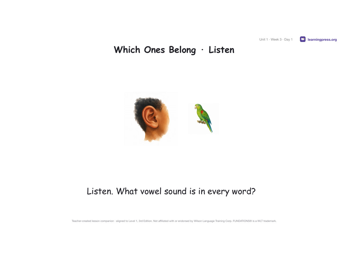 Preview page 3 of Fundations Level 1 Unit 1 Lesson Slides – 3rd Edition Aligned