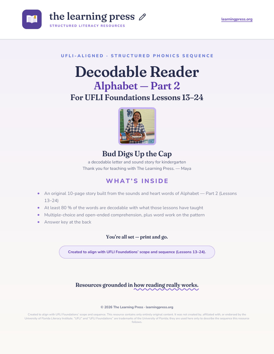 Preview page 1 of UFLI Aligned Decodable Reader · Lessons 13 – 24