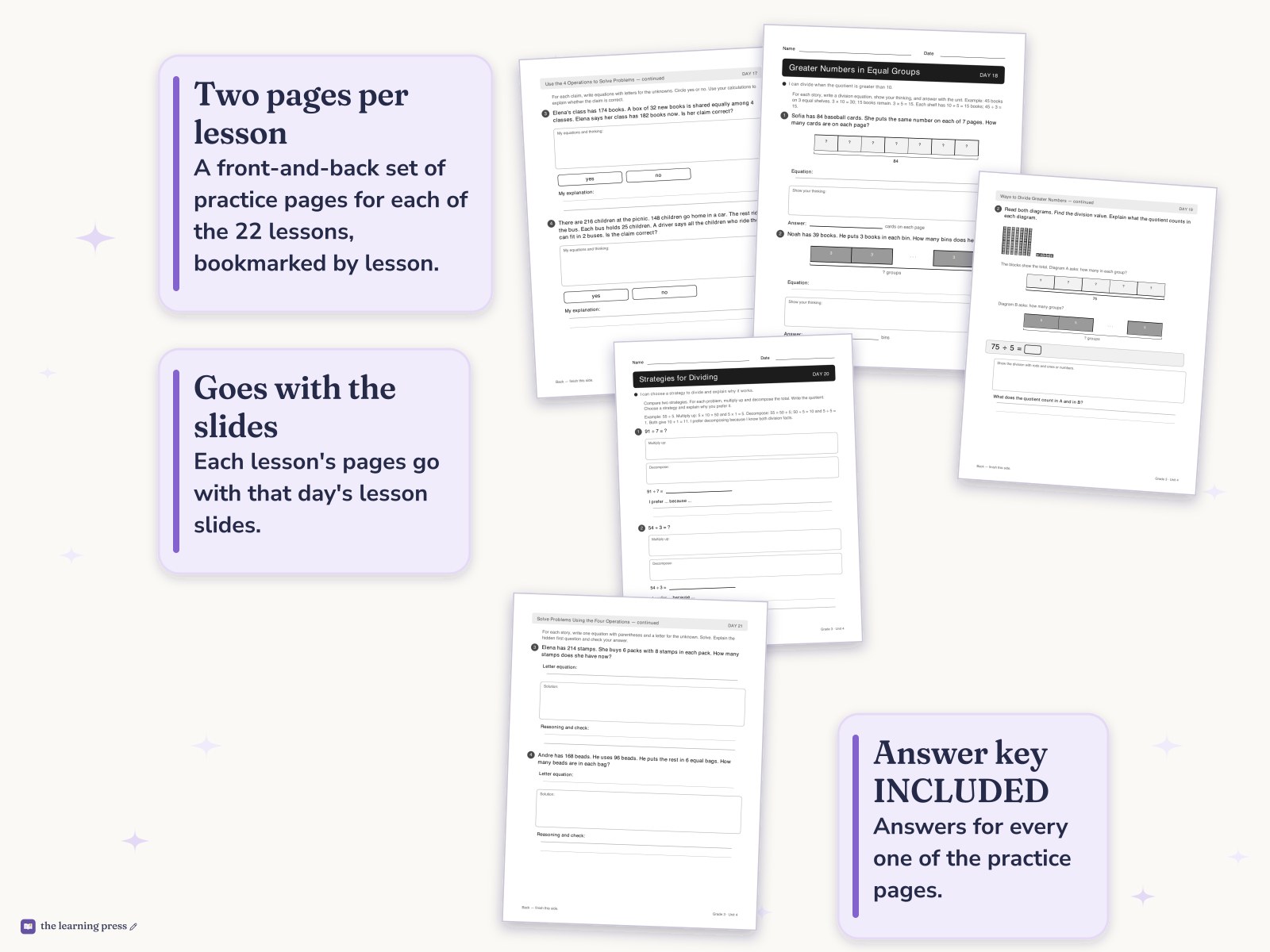 Preview page 4 of Illustrative Math (IM®) Aligned 3rd Grade Unit 4 Worksheets: Relating Multiplication to Division