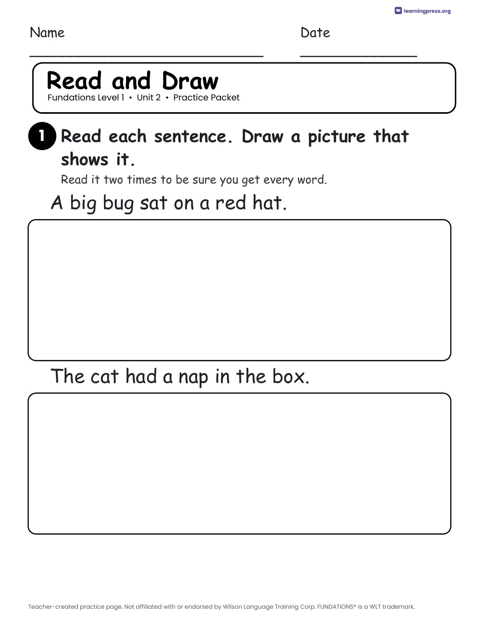 Preview page 4 of Fundations Level 1 Unit 2 Worksheets