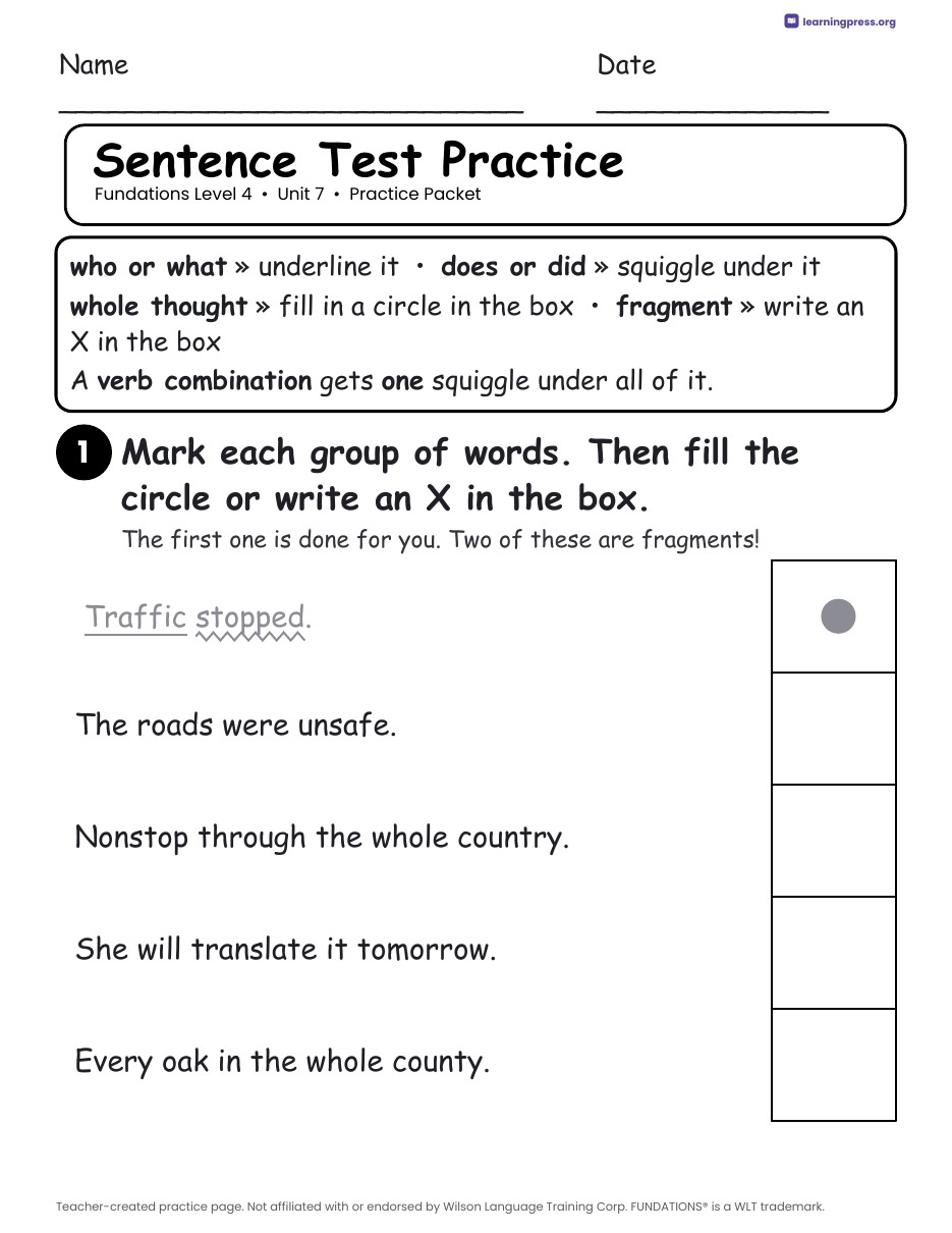 Preview page 3 of Fundations Level 4 Unit 7 Worksheets