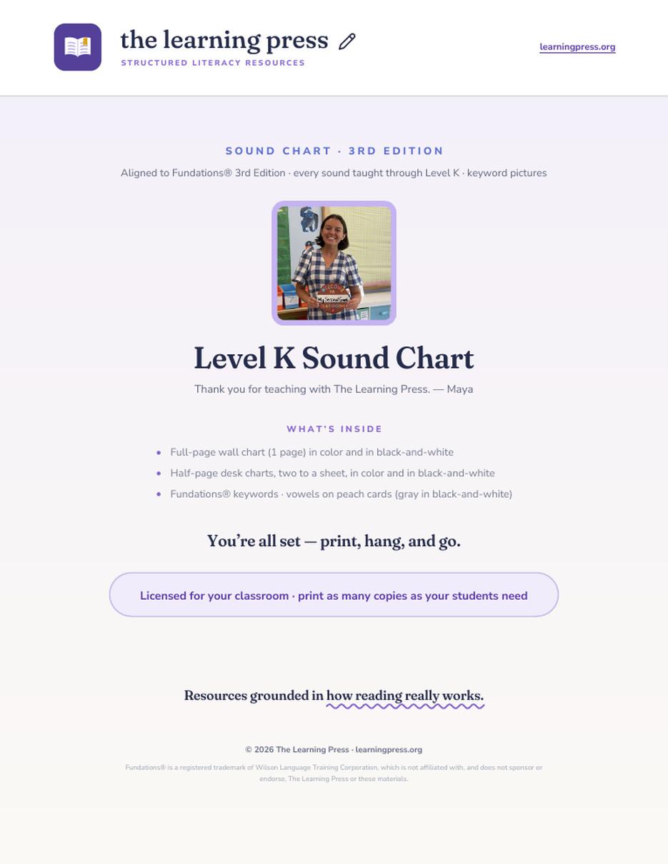 Preview page 1 of Sound Chart · Level K · Aligned to Fundations® 3rd Edition