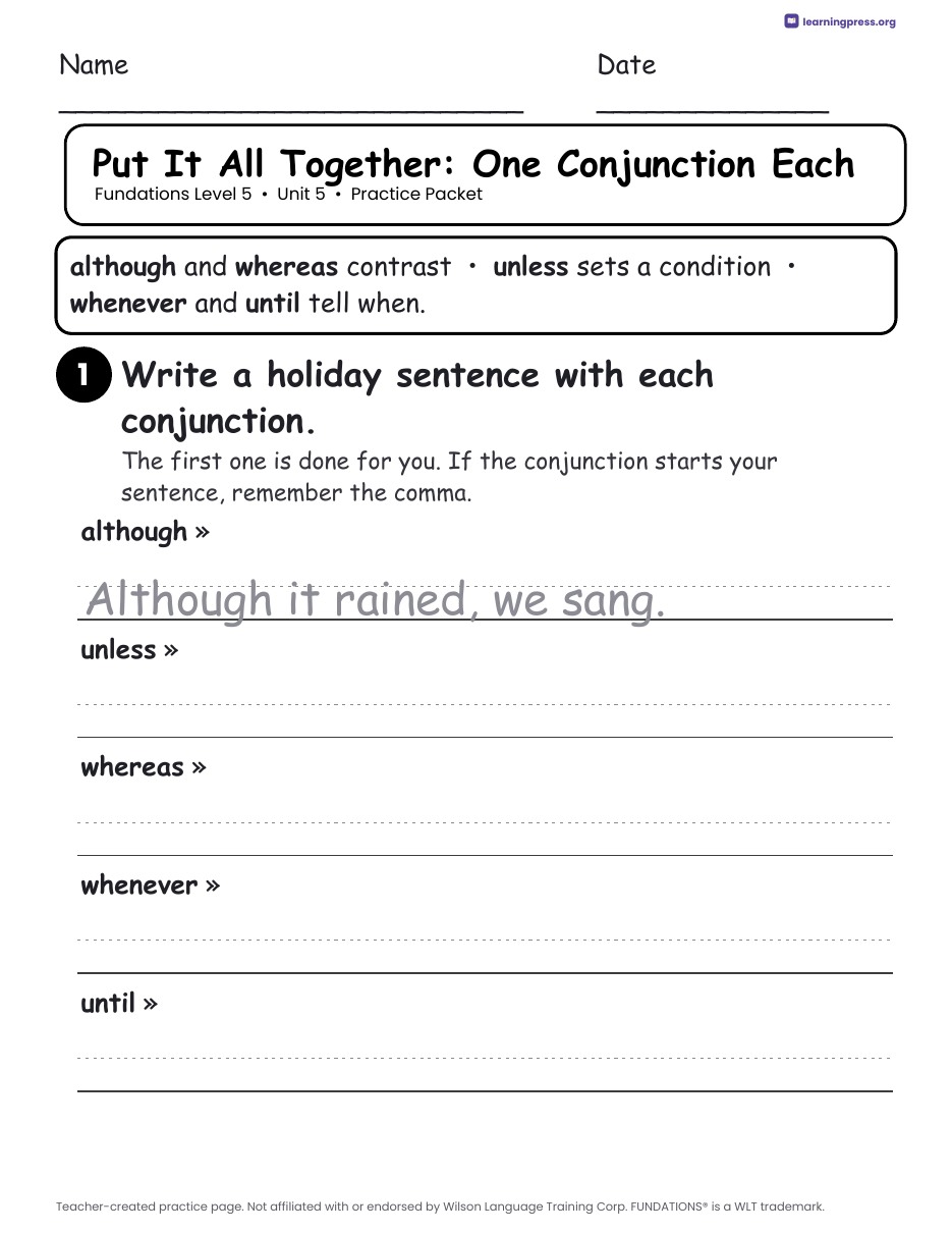 Preview page 4 of Fundations Level 5 Unit 5 Worksheets