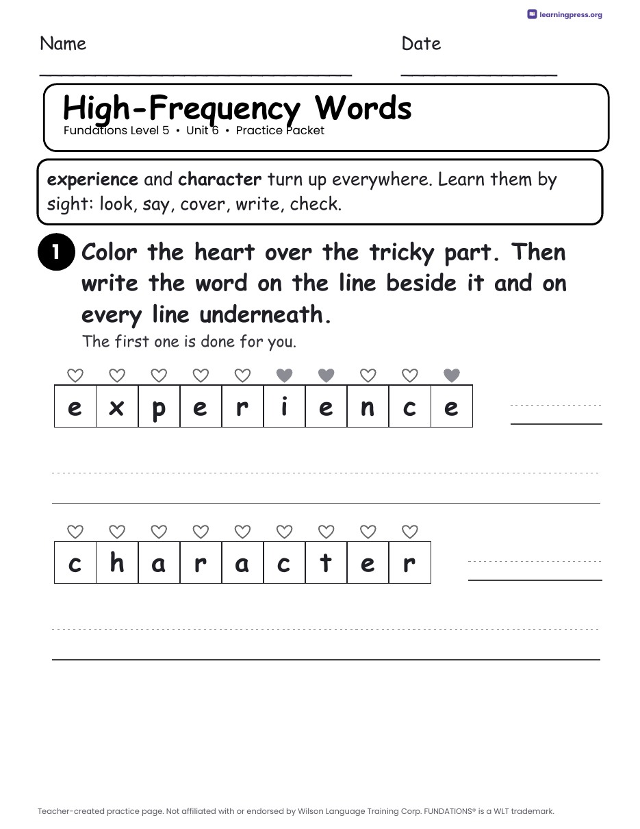 Preview page 2 of Fundations Level 5 — Full-Year Worksheets Bundle (All Units 1–15)