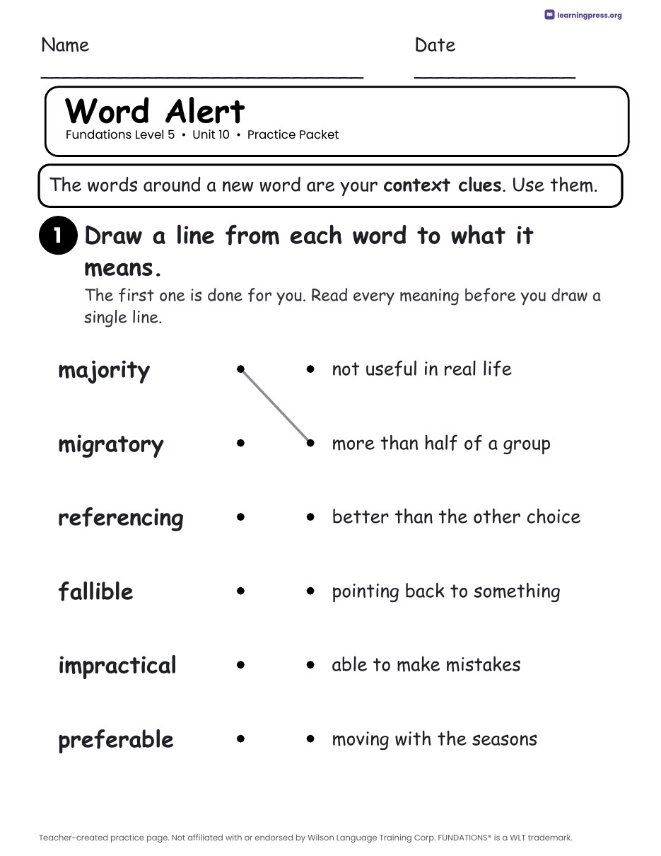 Preview page 3 of Fundations Level 5 — Full-Year Worksheets Bundle (All Units 1–15)